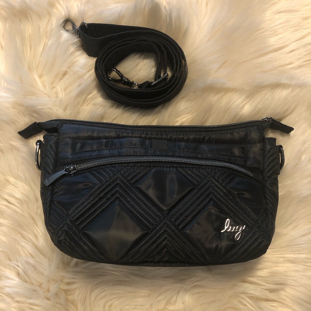 Lug black nylon Dash crossbody purse with adjustable removable strap